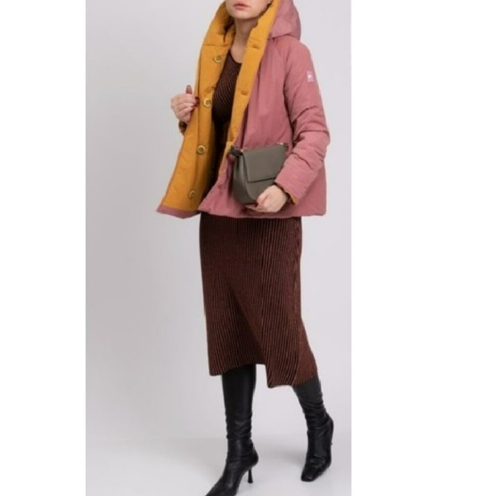 OOF Reversible Pink and Yellow Women's Puffer Coat